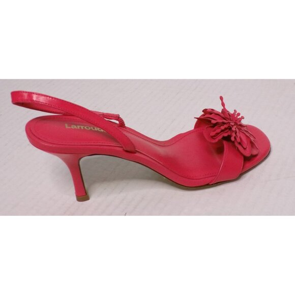 🆕LARROUDE Hibiscus Slingback Flower Sandal Shoes 8.5 Pink - Picture 8 of 12